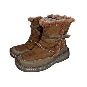 Cabelas Leather Boots Shearling Style Lined Fall Winter Snow Brown Women 6
